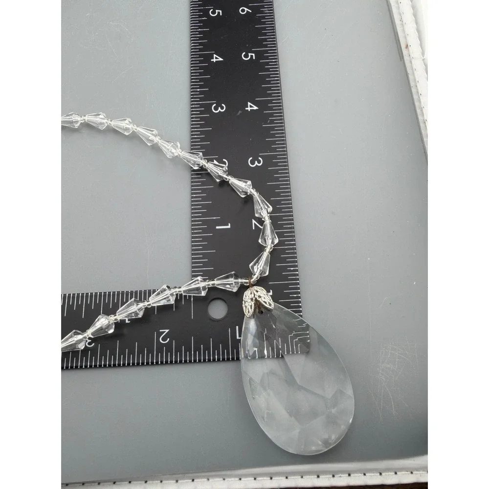 Vintage Miriam Haskell Necklace Acrylic Beads Glass Teardrop Pendant 22 Inch